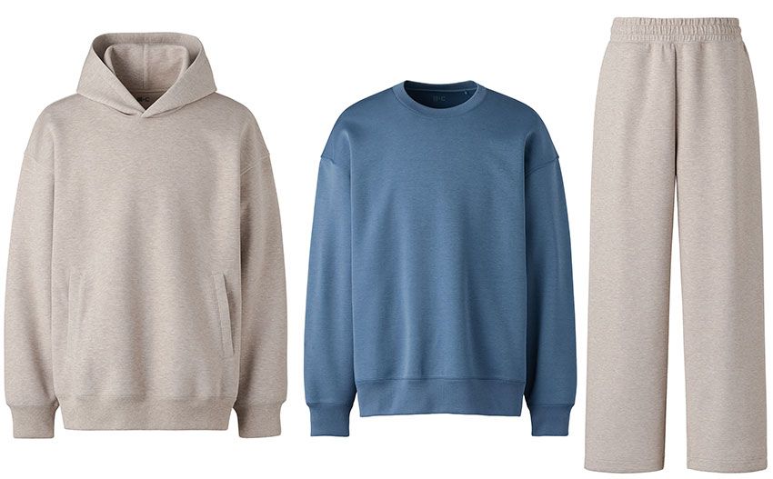 左から●「スウェットオーバーサイズプルパーカ」3990円、「オーバーサイズスウェットシャツ」3990円、「スウェットワイドパンツ」3990円／すべてユニクロ：シー（ユニクロ