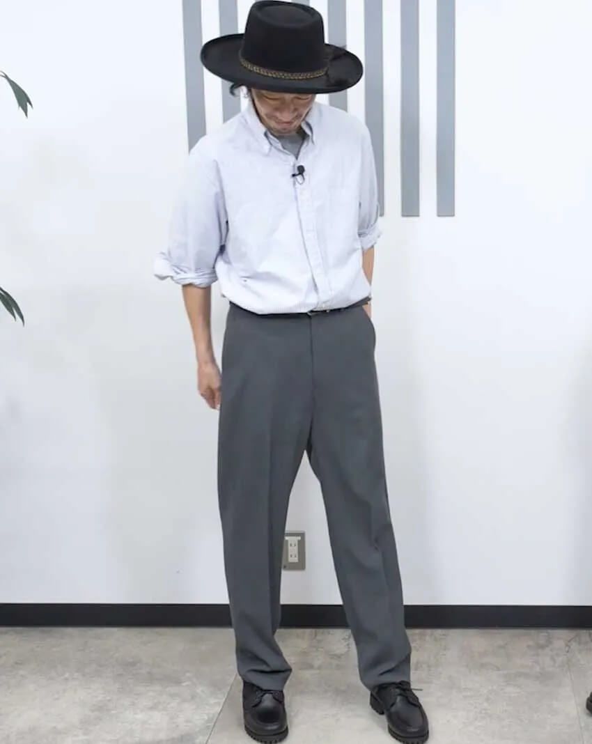 ハラ（178cm、60kg）は「フィデリティ」のLサイズを着用