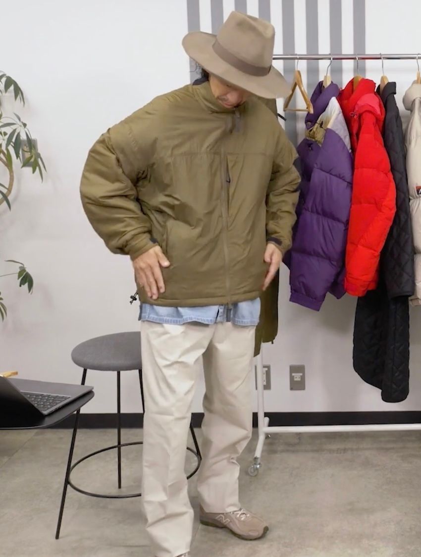 ハラ（178cm、60kg）は「N.ハリウッド テストプロダクト エクスチェンジサービス × ワイルドシングス」の38サイズを着用