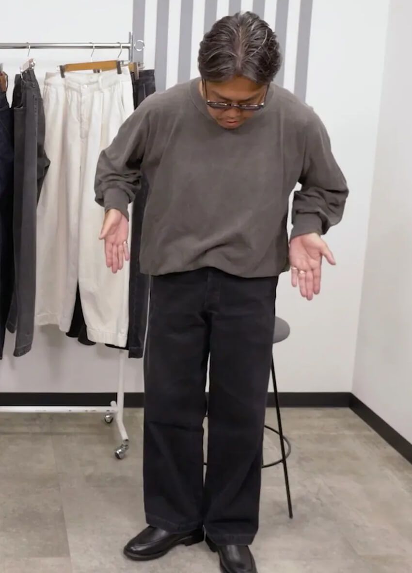 キクチさん（171cm、70kg）は「MM6」の46サイズを着用