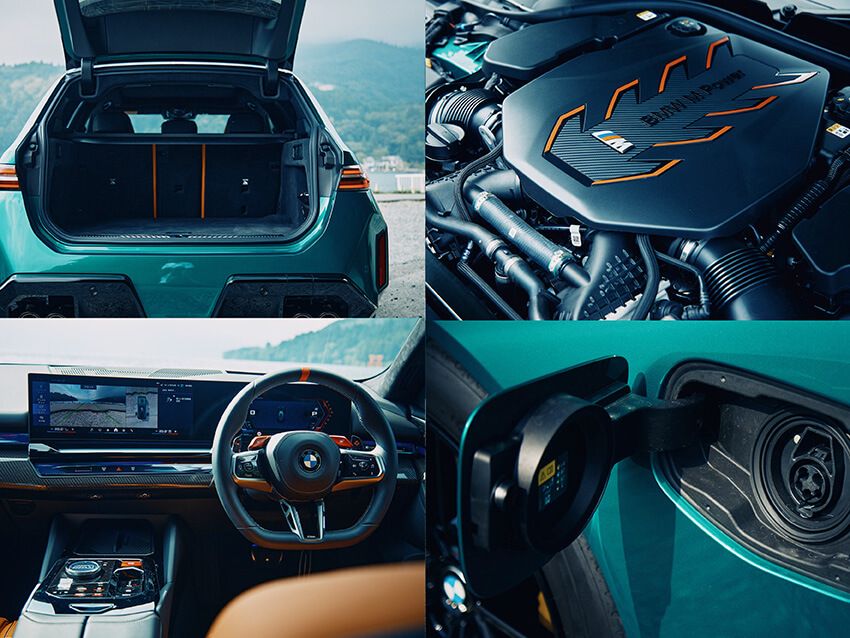 荷室は通常500L、後席を倒せば最大1700L。パワートレインはV8ツインターボ＋モーターの「Mハイブリッド」。最高出力727ps、トルクは1000Nm。バッテリー容量は22.1kWhと、普通充電に対応し、EV走行は約70kmに達する。