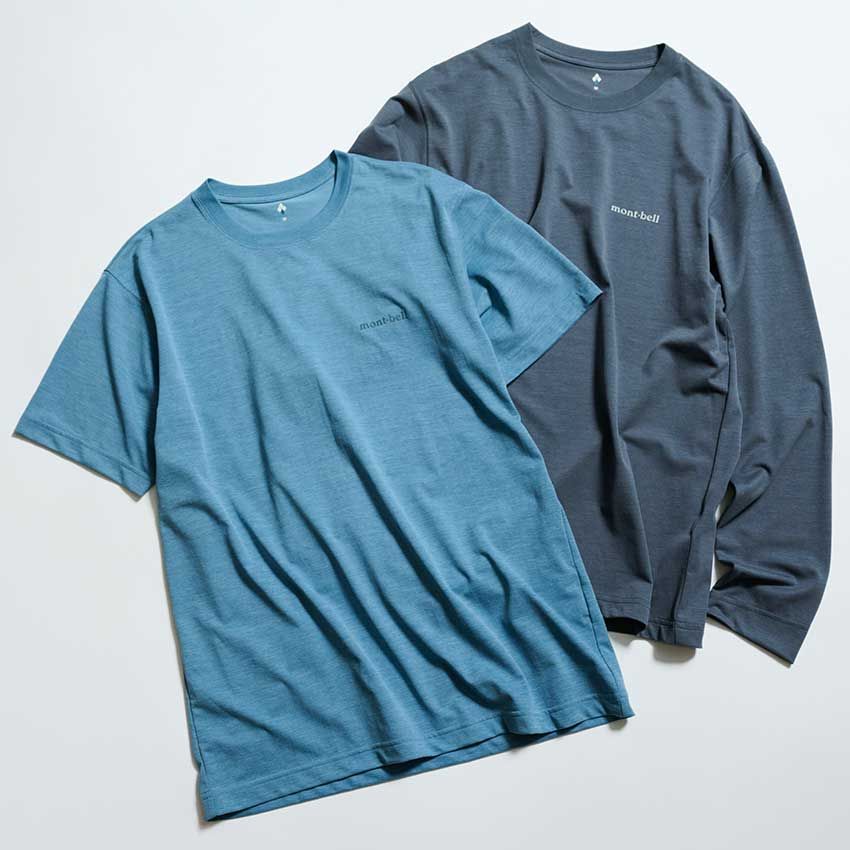 ［左］「WIC. UVテクトT Men’s」4400円、［右］「WIC. UVテクトロングスリーブT Men’s」4900円／モンベル（モンベル・カスタマー・サービス　06-6536-5740）