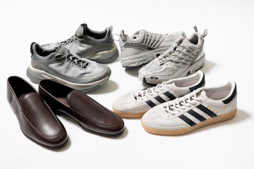 （左上から時計回り）3万7400円、3万3000円／ともにサロモン（サロモン コールセンター　050-1720-4849）、1万5950円／アディダス オリジナルス ビューティー&ユース エクスクルー（ビューティー&ユース ユナイテッドアローズ 丸の内店　03-6212-1500）、17万500円／ジョンロブ（ジョン ロブ ジャパン　03-6267-6010）