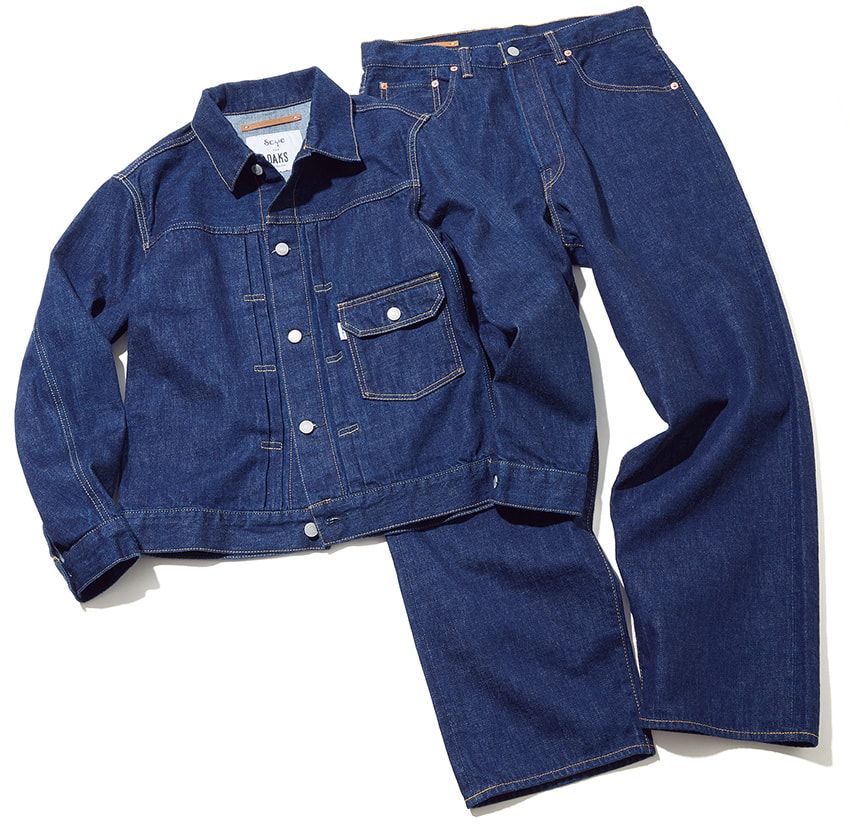 デニムジャケット5万1700円、デニムパンツ4万6200円／ともにダックス × サイ（三共生興ファッションサービス　03-5651-7890）