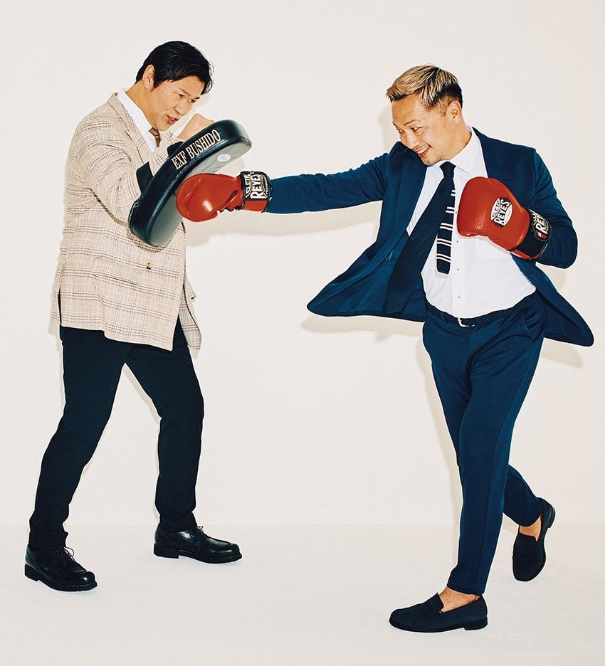 「練習は細部までこだわり、決して中途半端で終わらせない人。ビジネスシーンでもきっと、同じ姿勢なのだろうと思います」と小比類巻さん。左●靴9万6800円／パラブーツ（パラブーツ青山店