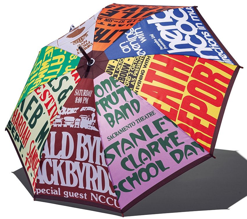 ラムダンはジャズが好き。特に60〜70年代のジャズをこよなく愛しているが、そのジャズ愛が高じてデザインしたのがこのパターン。8組の架空のジャズコンサートのポスターをデザインし、そのポスターを張り合わせたもの。