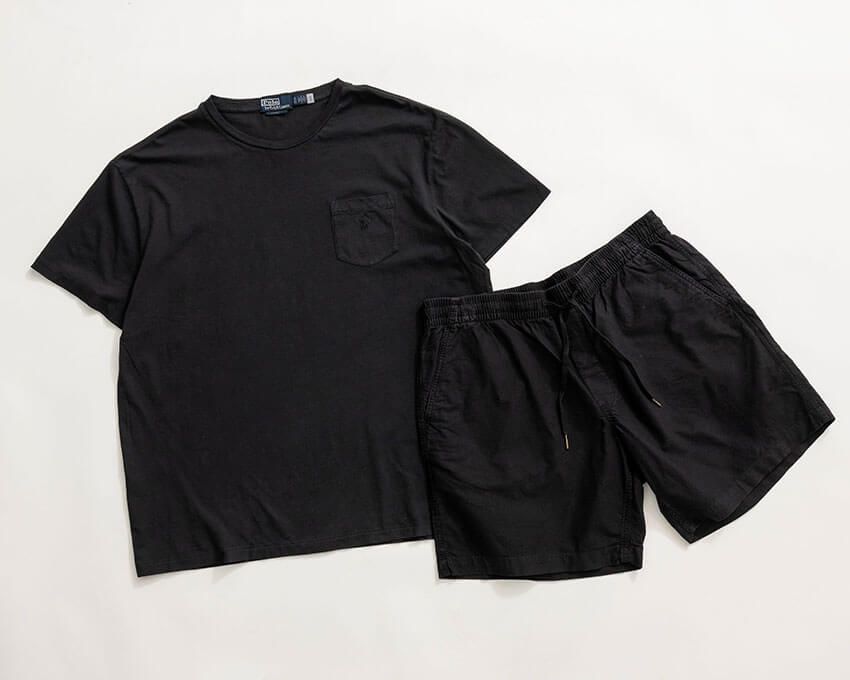 Tシャツ１万6500円、ショーツ2万4200円／ともにポロ ラルフ ローレン フォー ロンハーマン（ロンハーマン　ronherman.jp　）