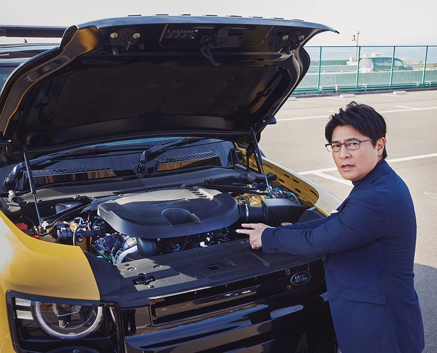 「最初に乗ったとき、『これガソリンですか？』って聞いたくらい静かな心臓部。3L直6ディーゼルですが、振動が少なくて、とにかく滑らか。しかも350PS、700Nmですからね。数字は勇ましいのに、実際の出方はすごく上品。今のディーゼルって、ここまで来たか！と思いました」。