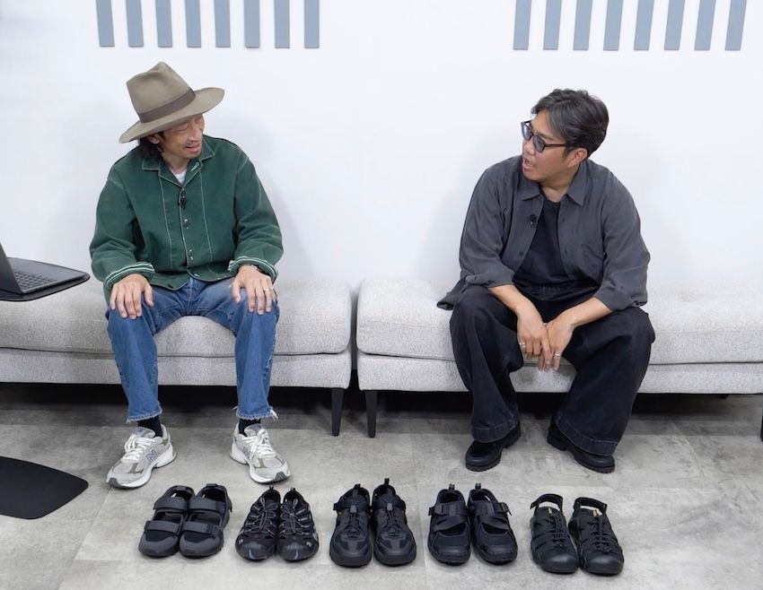 ［左］原 亮太●OCEANS統括編集長。’79年生まれ。落語好きな愛知県出身者。アウターオーベルジュ、デニムヒステリックグラマー、ニューバランス（すべて私物）［右］菊池陽之介●’79年生まれ。スタイリスト熊谷隆志氏に師事し、2004年に独立した敏腕。スティーブアランのシャツ、ジルサンダーTシャツ、パンツがスタジオニコルソン、靴ティンバー（すべて私物）