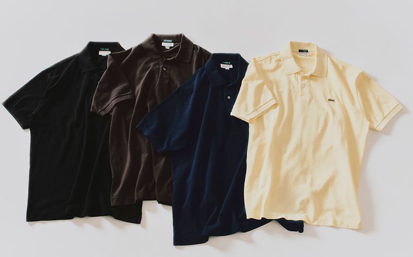 各1万9800円（左からブラック、ブラウン、ネイビー、オフホワイト）／LACOSTE for BIOTOP（BIOTOP / ジュン カスタマーセンター 0120-298-133）