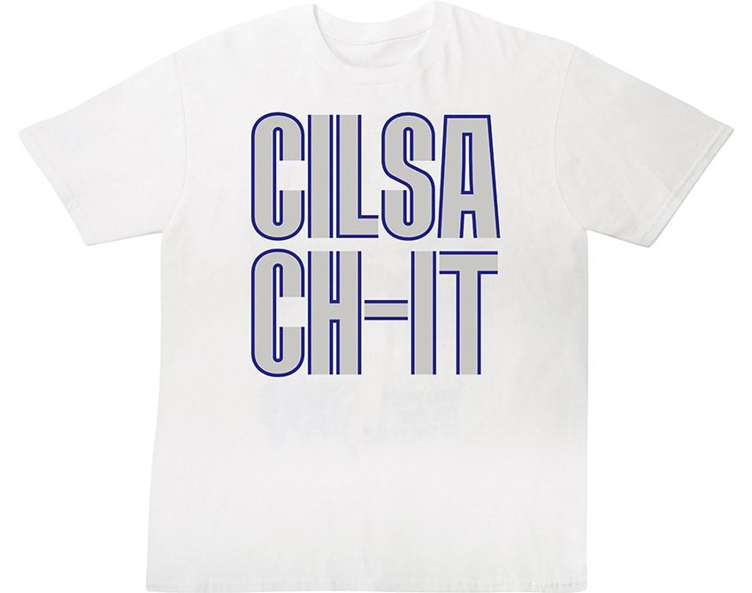 ヨーロッパを代表する超一流のグラフィックデザイナーたちが参加してくれた。この２枚のTシャツはスイスのMaximageというスタジオのもの。ルイ・ヴィトンやNIKEの仕事も手掛ける人気スタジオだ。