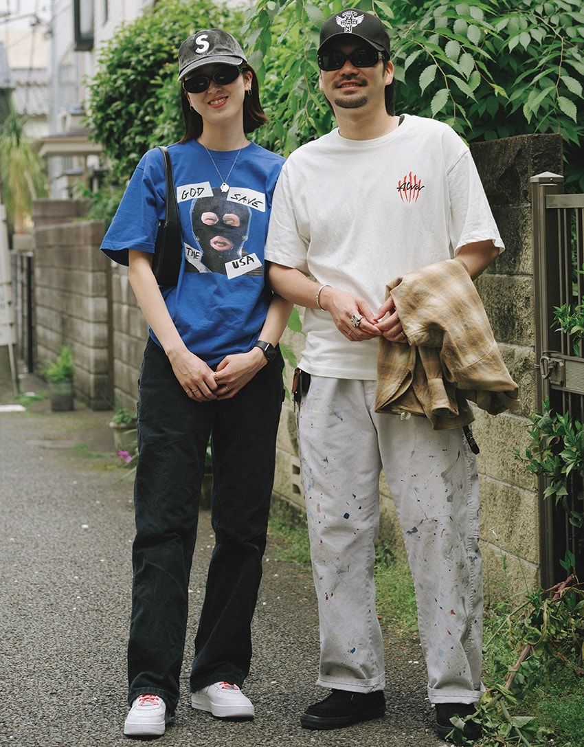 ベルト＝不明　Tシャツ＝アルバ スケート　パンツ＝ディッキーズ　スニーカー＝ヴァンズ　サングラス＝シュプリーム　キャップ＝ドッグタウン