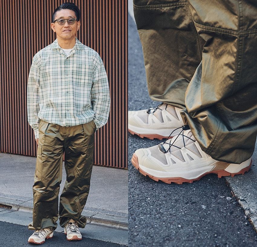 シャツ、パンツ＝アミ パリス　スニーカー＝サロモン