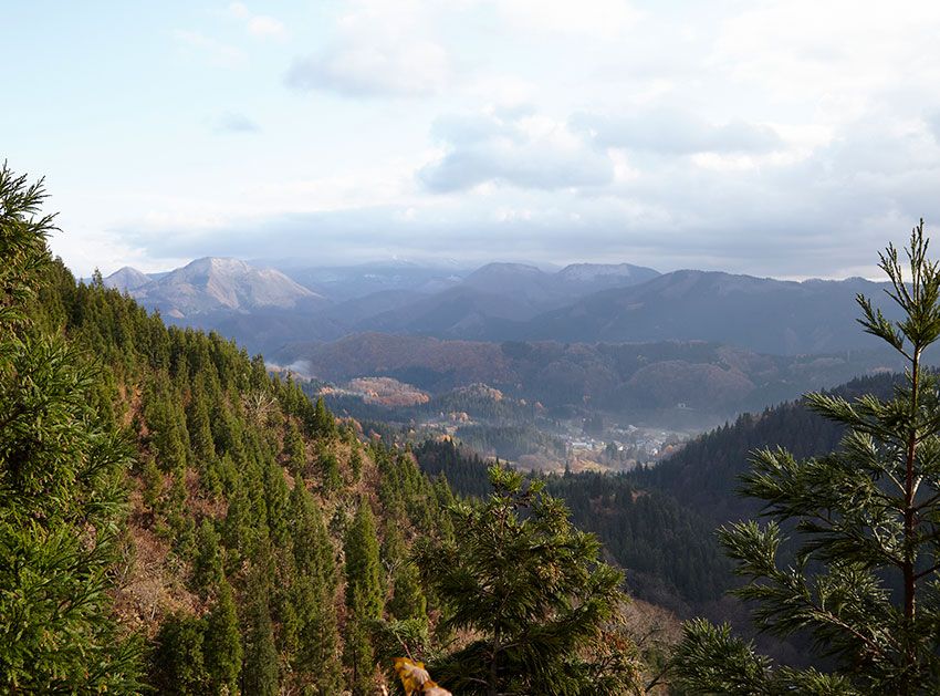 三方を山に囲まれた根子集落。