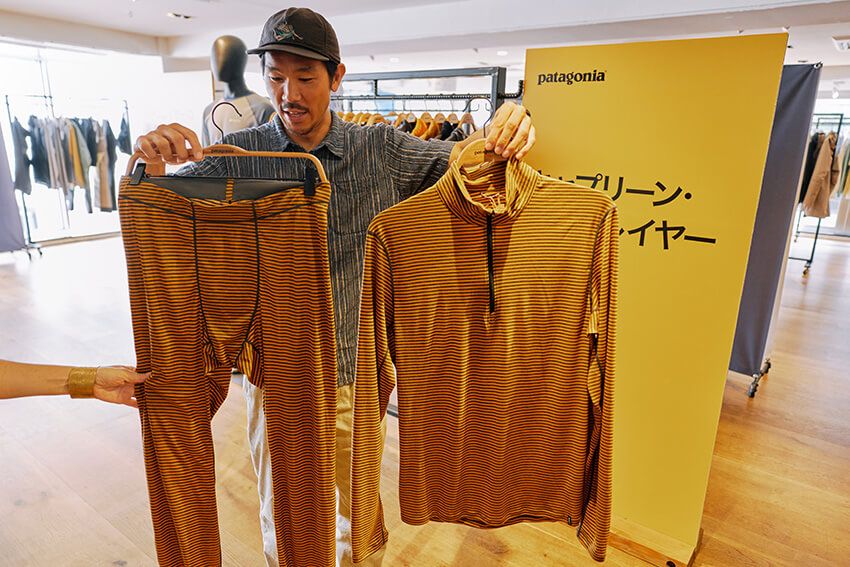 ［左］「メンズ・キャプリーン・ライトウェイト・ボトムス」9900円、［右］「メンズ・キャプリーン・ライトウェイト・ジップネック」1万1550円／パタゴニア（パタゴニア日本支社 カスタマーサービス　0800-8887-447）
