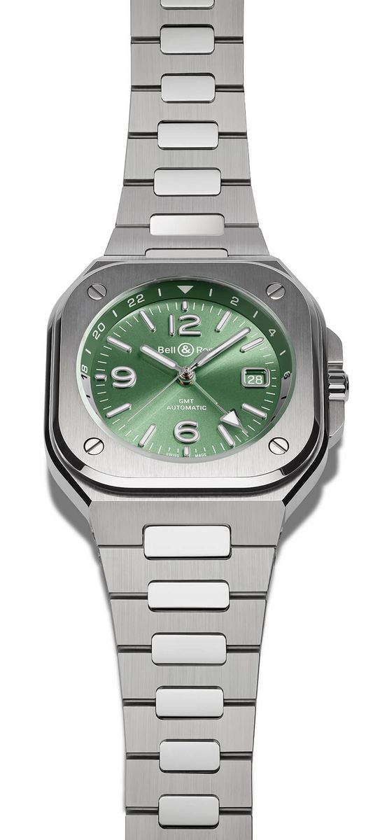 「BR-05 GMT GREEN STEEL」SSケース、縦41×横41㎜、自動巻き。83万6000円（SSブレスレット仕様）