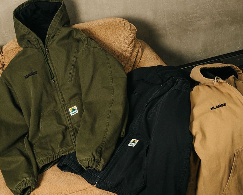 「Original Recycled Canvas Hooded Jacket」各1万9800円／すべてエクストララージ ファブリック　03-5768-2233