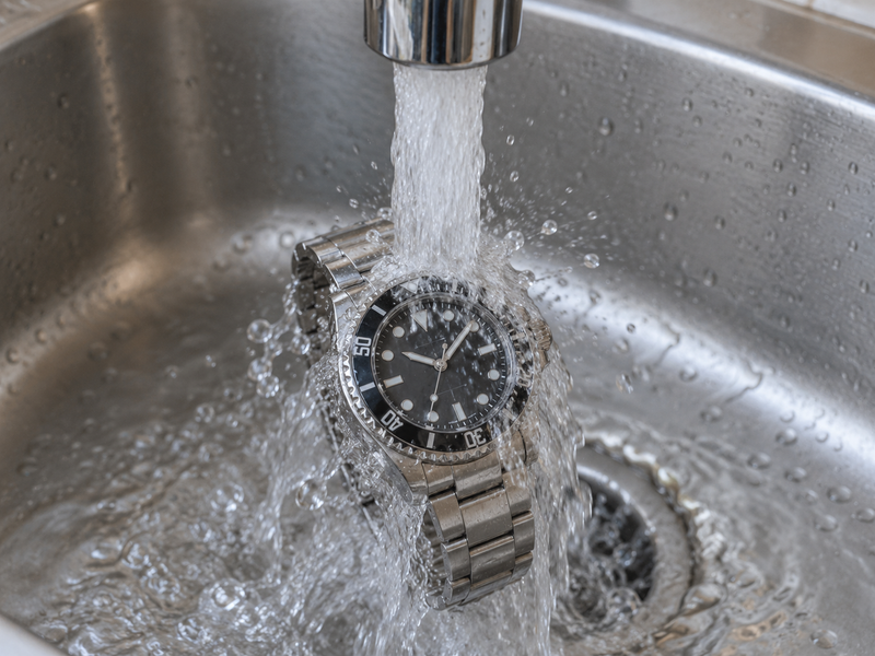 防水機能があるとはいえ、直接蛇口で洗うのはNGだ。