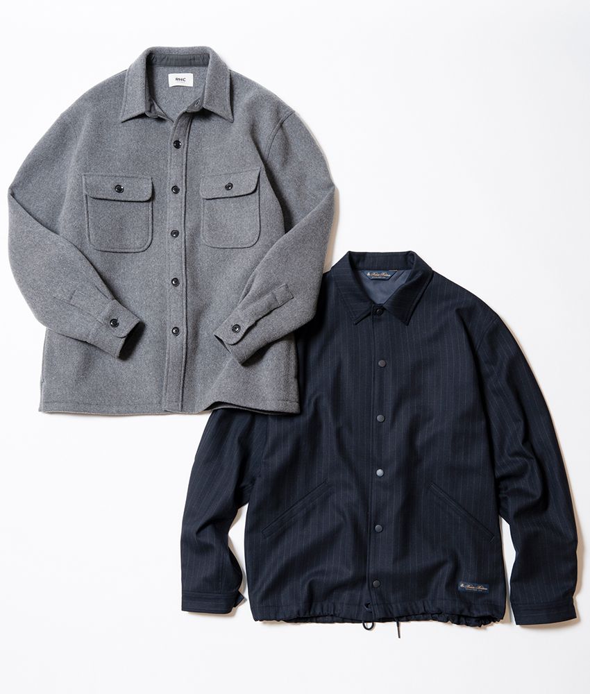 （左から）グレーコート7万5900円／RHC（RHC ロンハーマン　0120−983−781）、ブルゾン4万6200円／ブルックス ブラザーズ（ビームス公式オンラインショップ　https://www.beams.co.jp）