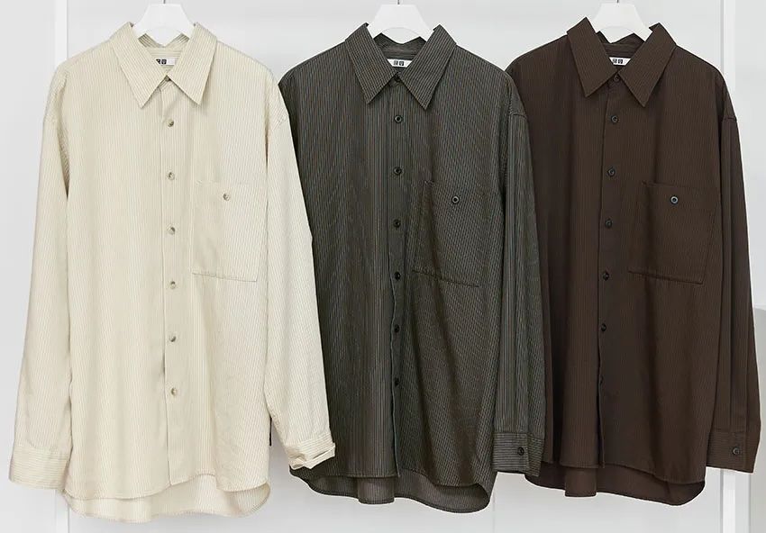 「ドレープシャツ」各 3990円／ユニクロ ユー（ユニクロ　0120-170-296）