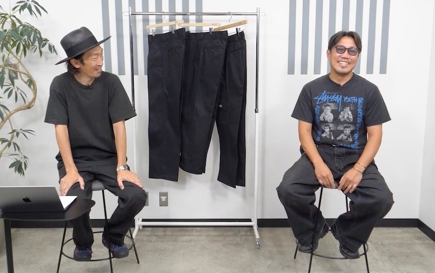 ［左］原 亮太●OCEANS統括編集長。’79年生まれ。落語好きな愛知県出身者。Tシャツ／古着、パンツ／ディッキーズ、シューズ／ヴァンズ（すべて私物）［右］菊池陽之介●’79年生まれ。スタイリスト熊谷隆志氏に師事し、2004年に独立した敏腕。Tシャツ／ステューシー、パンツ／OO、スニーカー／OO（すべて私物）