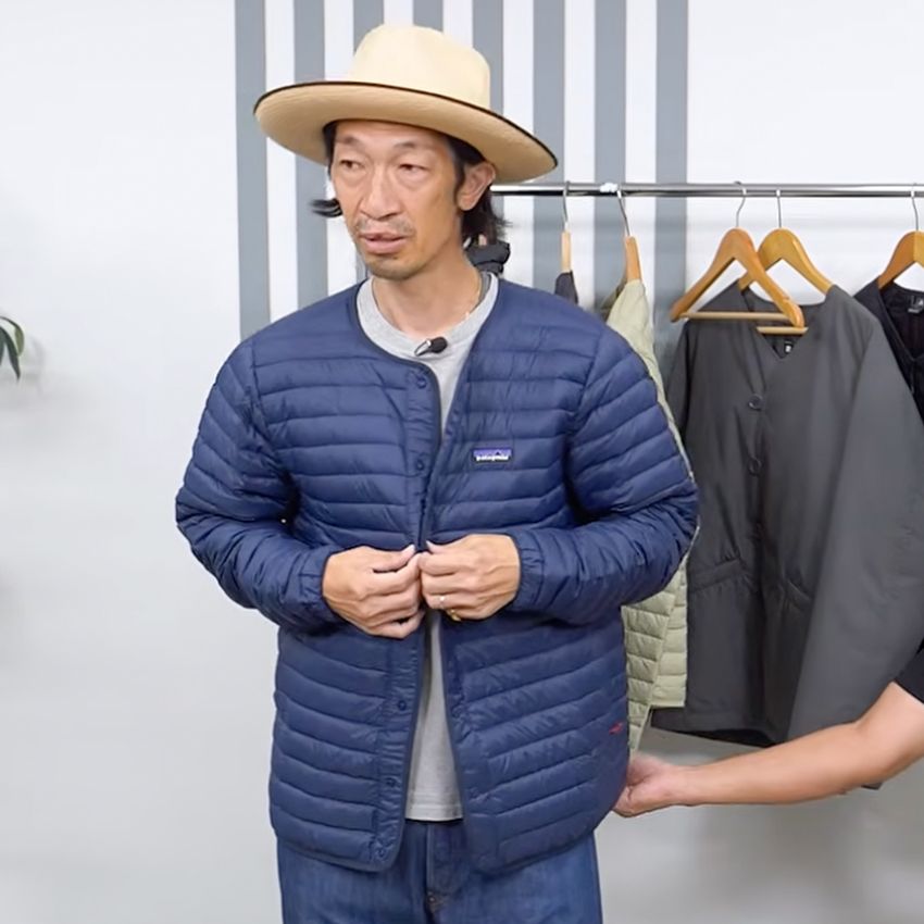ハラ（178cm、60kg）は「パタゴニア」のMサイズを着用