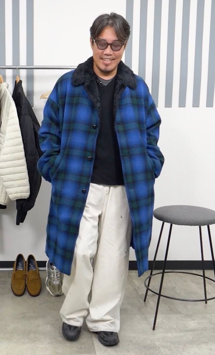 キクチさん（171cm、70kg）は「ニードルズ x ペンドルトン」のMサイズを着用