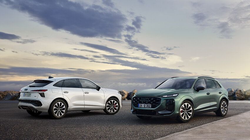 アウディQ3（右）／Q3スポーツバック（左）。1.5Lターボ×FFと2Lターボ×4WDがある。