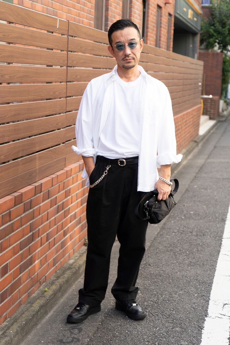 シャツ ブルックスブラザース×ロンハーマン  Tシャツ コットンリサーチクラブ  パンツ コムデギャルソン  シューズ ナイキ  眼鏡 アヤメ  バッグ ポーター  ブレスレット クロムハーツ  ベルト クロムハーツ  ウォレットチェーン クロムハーツ