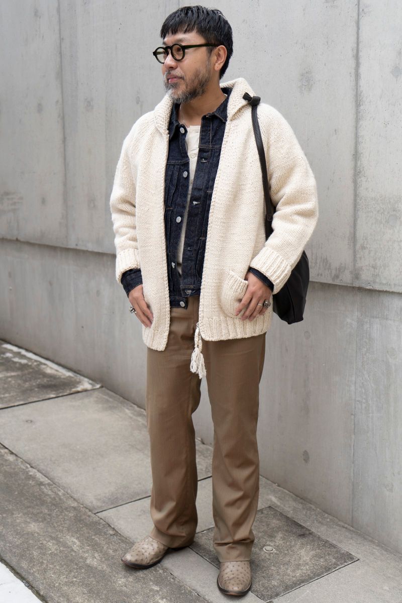 マーティーアンドサンズのカーディガンコーディネート | 251117-1112-39 谷 司郎