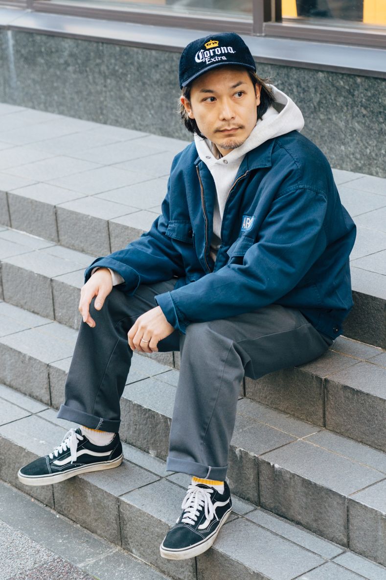 ジャケット 古着  パーカ チャンピオン  パンツ ディッキーズ  シューズ ヴァンズ