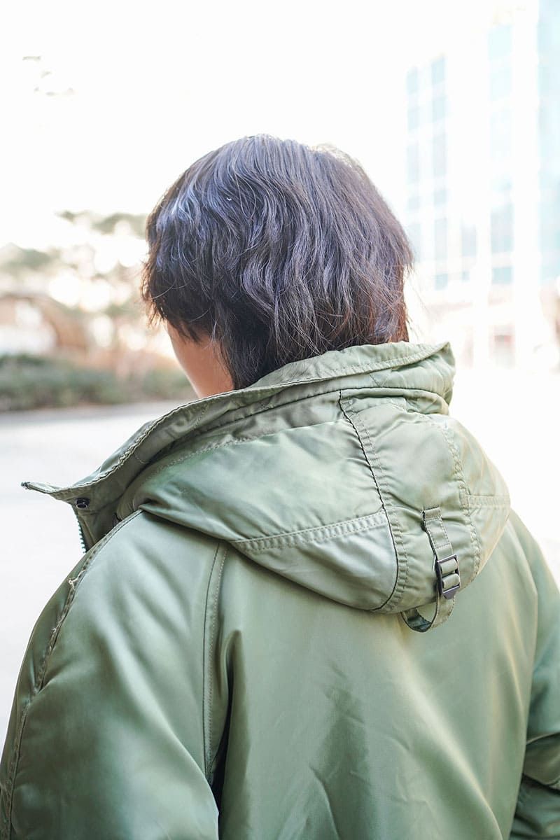 アルファインダストリーズのアウターコーディネート | 260218-1821-54 パク・ヒノ 3枚目の写真