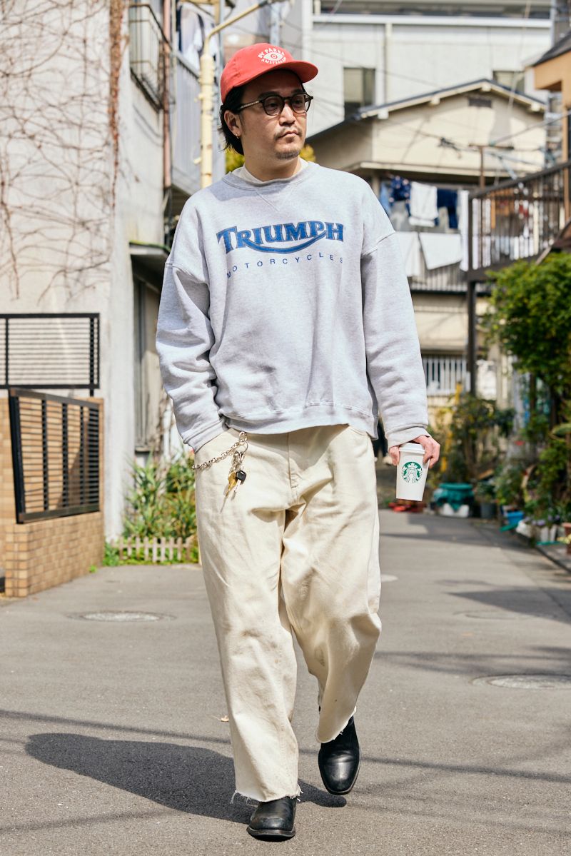 スウェット 古着  Tシャツ 不明  パンツ サンデーズベスト  シューズ アール  帽子 パタ  眼鏡 キャスアイウェア  腕時計 シチズン