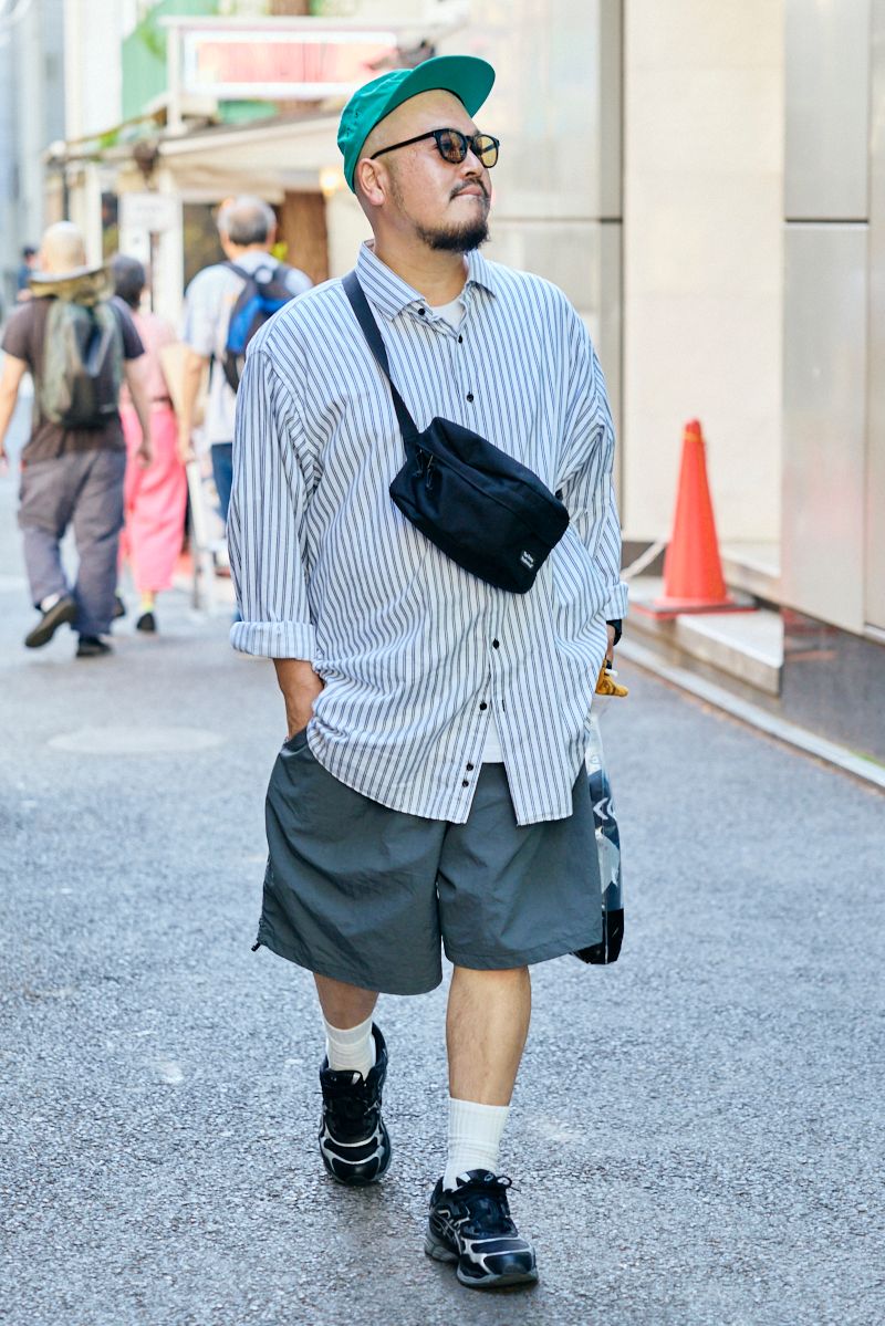 シャツ 古着  Tシャツ 不明  パンツ アングラン  シューズ アシックス  帽子 シュプリーム  眼鏡 不明  バッグ エンノイ  腕時計 カシオ  リング トムウッド