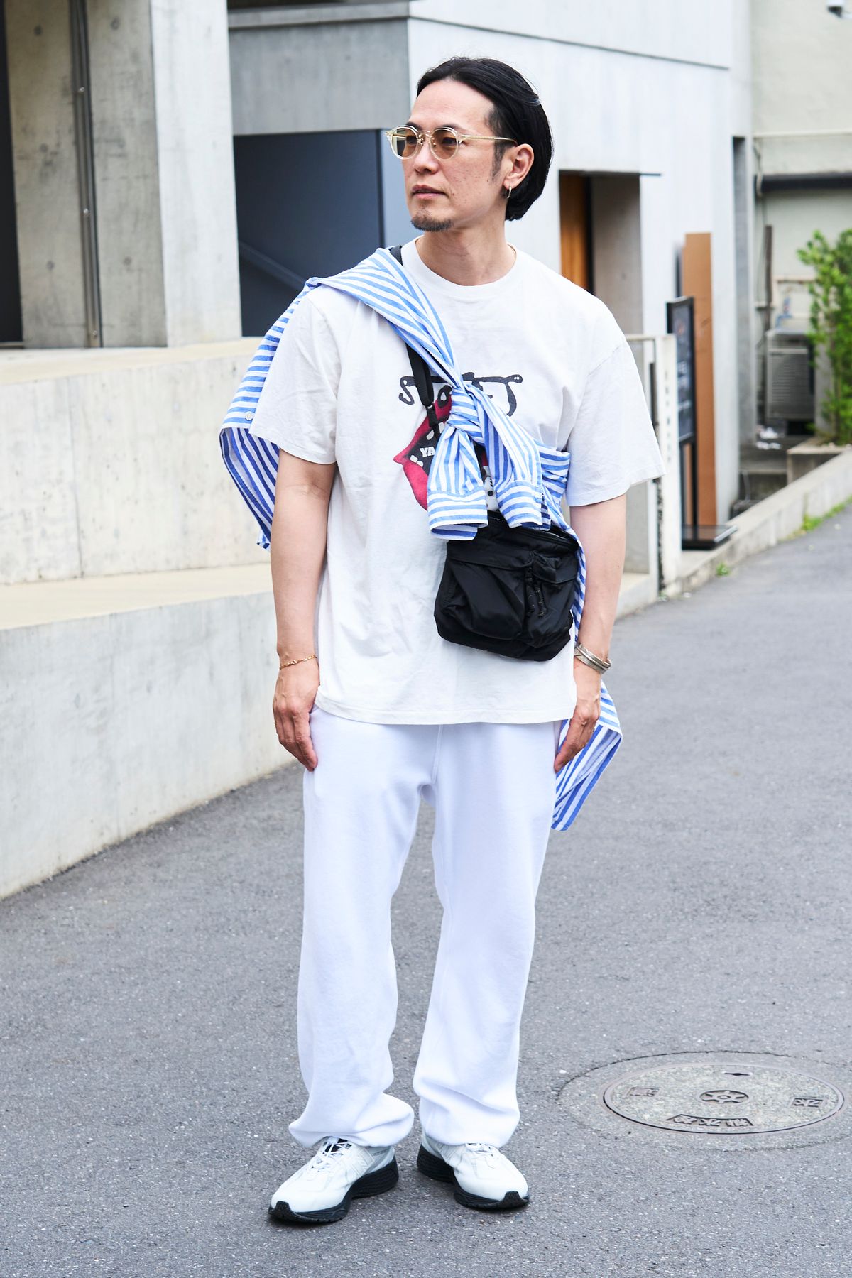 眼鏡 ジンズ  ピアス シンパシーオブソウル  シャツ スタンダードカリフォルニア  Tシャツ ジャーナルスタンダード  パンツ ジャーナルスタンダード×チャンピオン  バッグ ポーター  バングル シンパシーオブソウル  リング シンパシーオブソウル