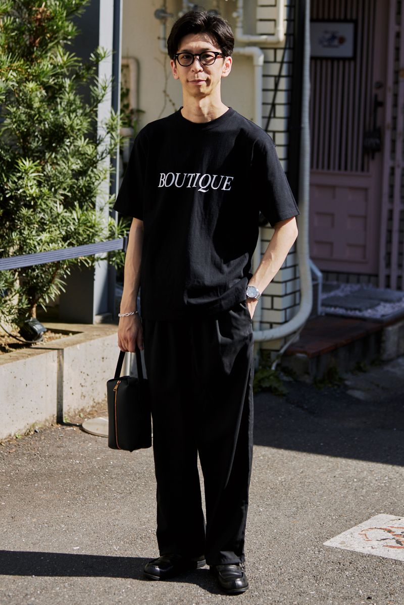 眼鏡 アイヴァン  Tシャツ ブティック  パンツ コティ  バッグ イルミーチョ  ブレスレット ノーブランド  腕時計 グランドセイコー  シューズ 不明