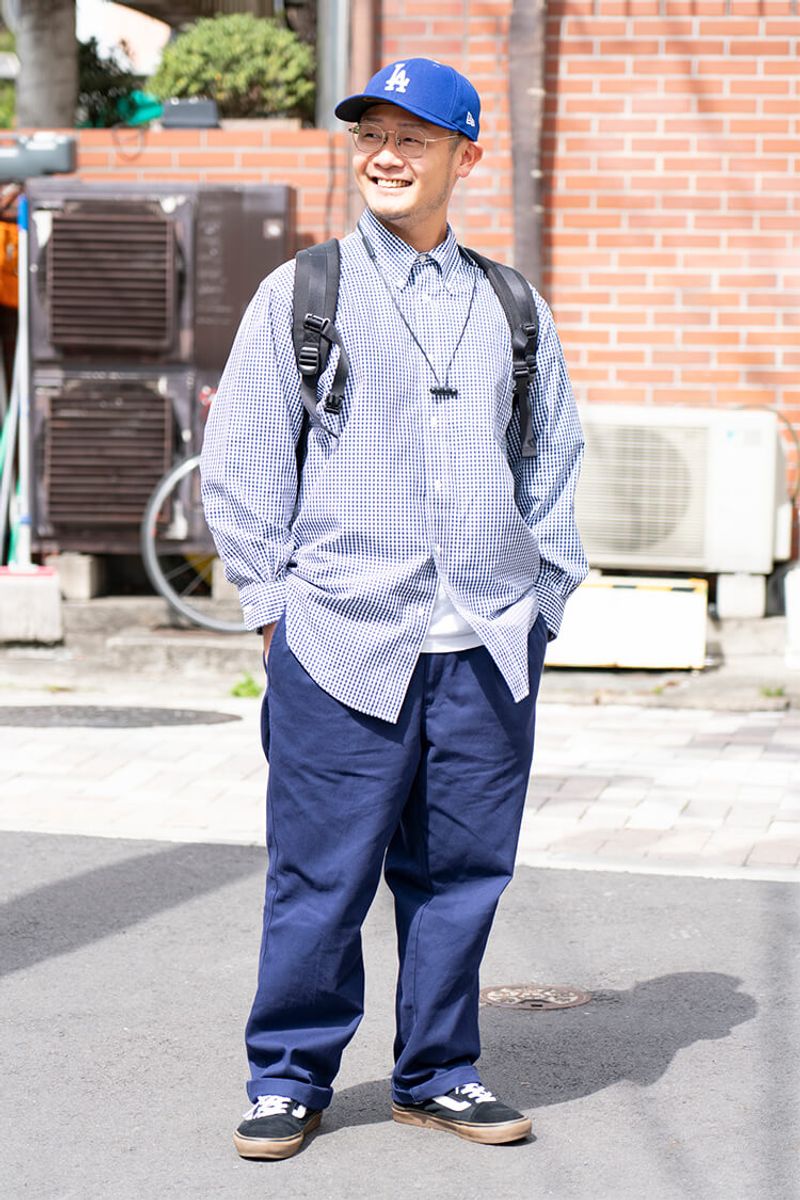 ギンガムチェックで作る、表情豊かなワントーンコーデ 矢作順一