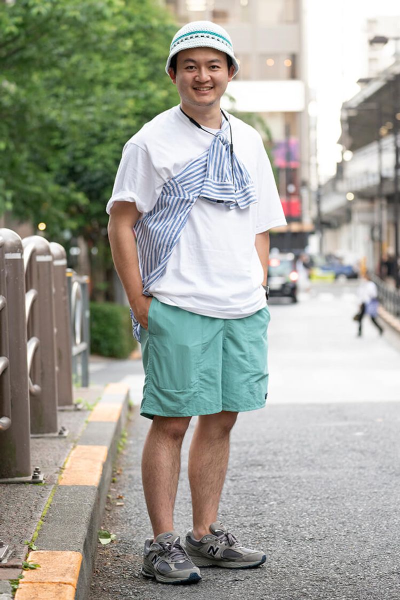 見ているだけスッとする、白×ミントグリーン×ストライプシャツ 森川敬太