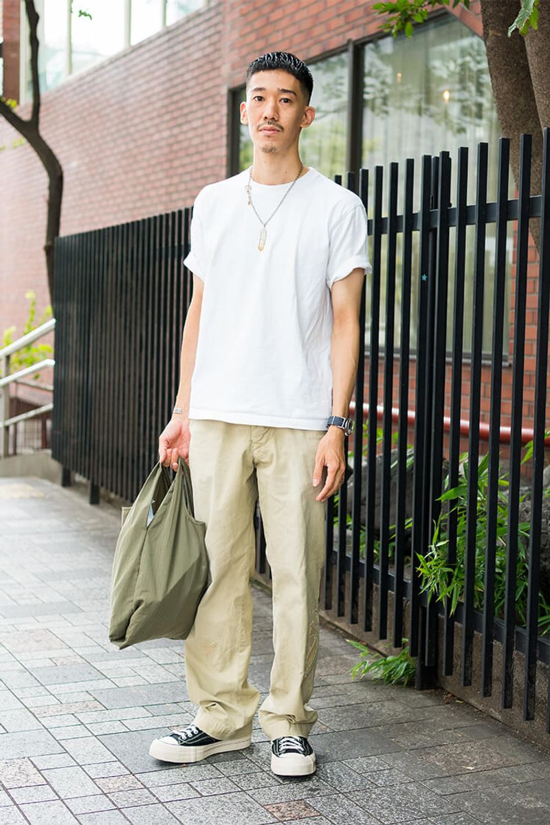 足元のワンクッションと袖元のワンロール。シンプルだから大きく引き立つ小技 RYO