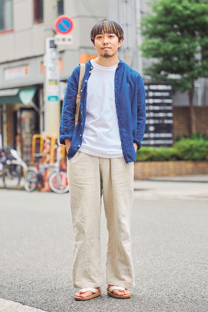 シワ感も味わい、夏のシャツスタイルは、これくらいゆるくていい！ 塩田竜也
