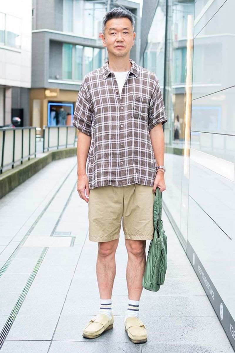 夏のコーデに秋を匂わせ。クラークスの上手使い方、わかってらっしゃる！ 馬場勝也