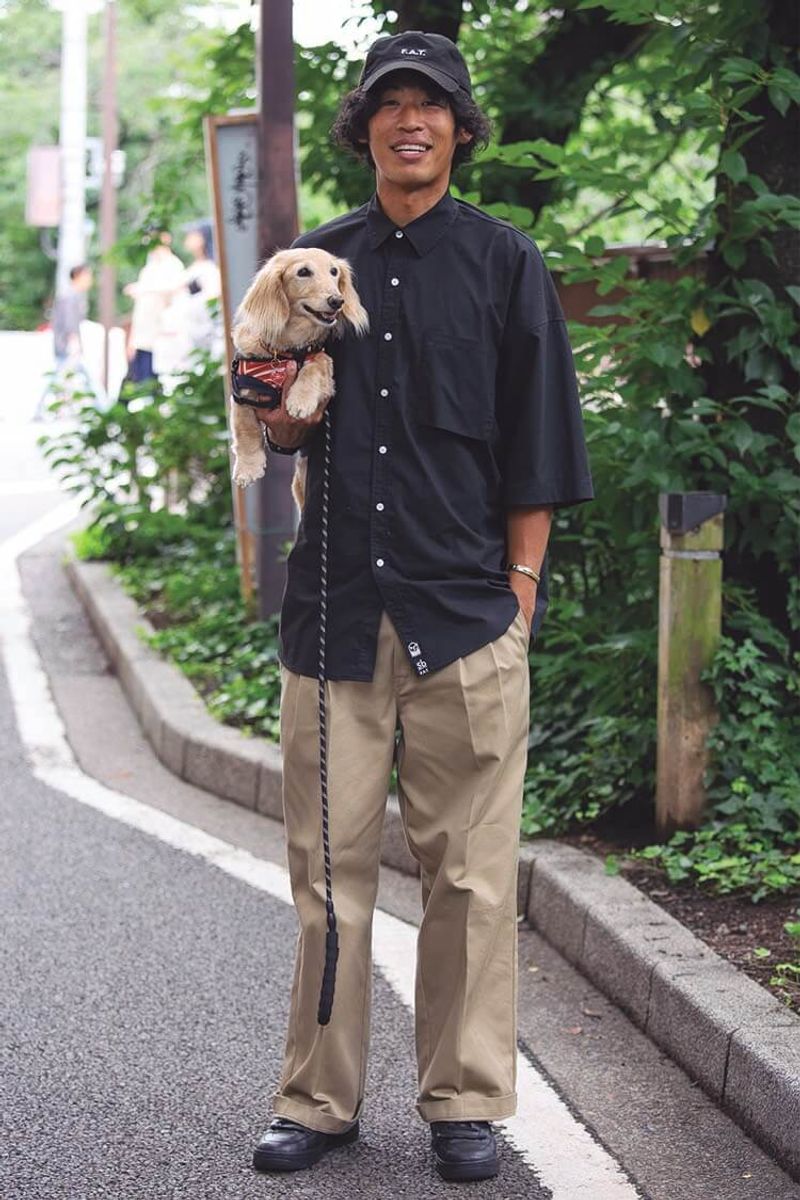 七分袖、ボタン全留め。モノ選びと細かなテクで、キャラ付け成功 礒部建多