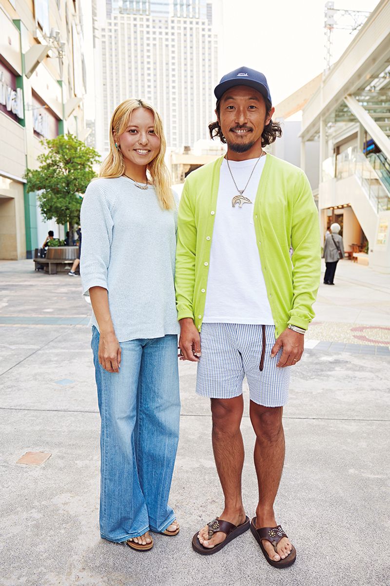 ネオン系の”若さ”を和らげるのは、こんなストライプショーツ 堀 哲郎