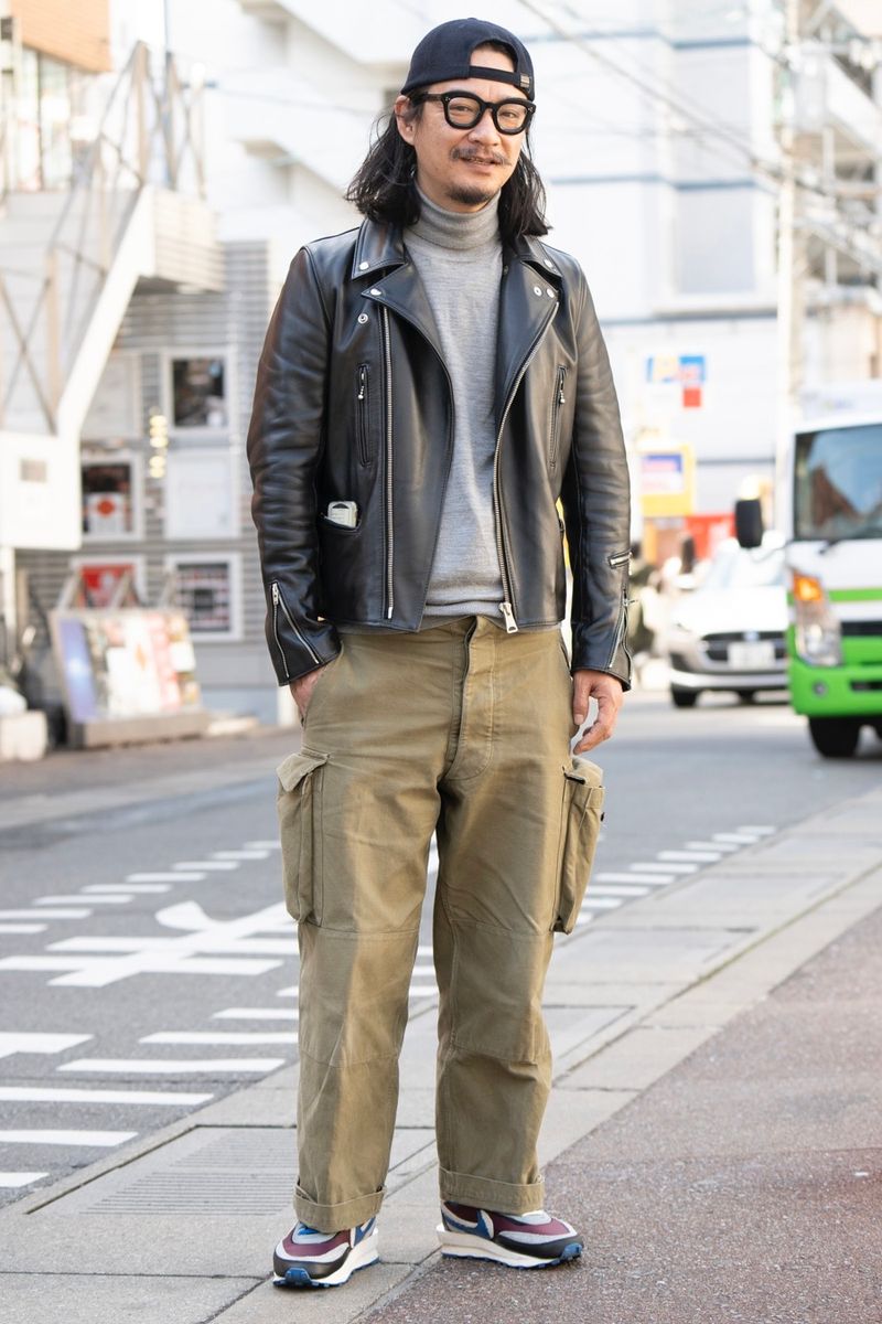 やっぱりライダースはルイスレザー！旬なスニーカーでモダンに 松下幸治