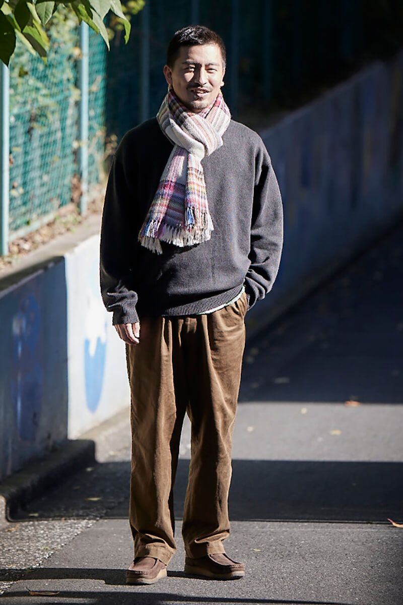 優しい素材感と風合いで、統一感を出した大人な装い 宍戸佑輔