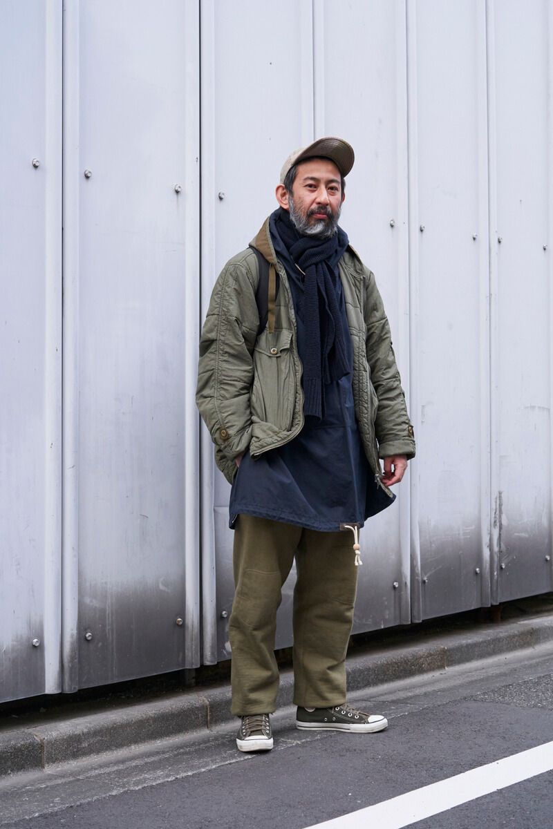 全身ミリタリーカラーで示すブレないスタイル 渡部悠輝