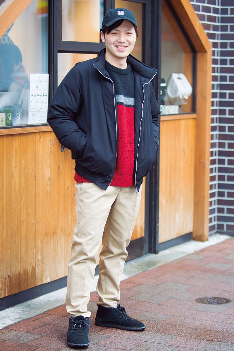 ビッグシルエットのブルゾン型ダウンは、インナー選びに自由を与える 竹内雄基