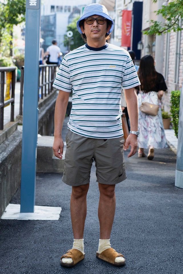 Tシャツ バターグッズ  パンツ グラミチ  シューズ ビルケンシュトック  帽子 キジマタカユキ  眼鏡 レイバン  腕時計 ロレックス