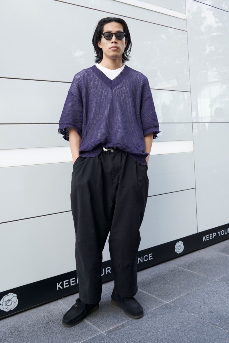 好きなパープルを合わせた秋色スタイリング 天野瑛斗