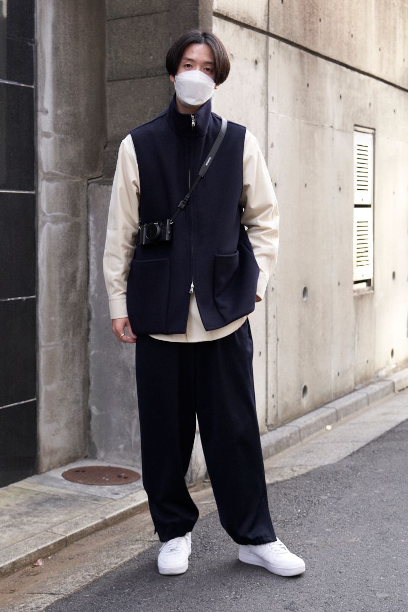 お気にベストとハリ感シャツでボリュームUP Naoki